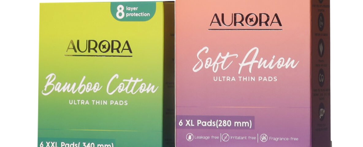 Aurora's sanitary pads, featuring anion and bamboo options for comfort and absorbency during your menstrual cycle.
